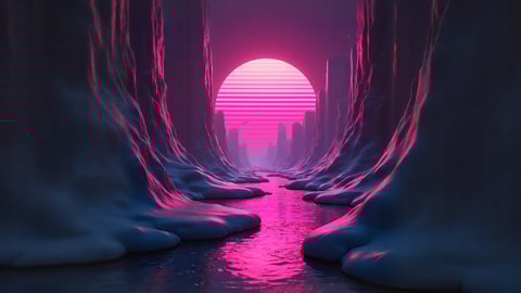 Retro-Futuristic Cityscape Desktop Preview