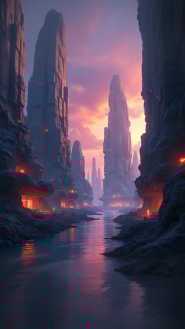 Futuristic Cityscape at Night Mobile Preview