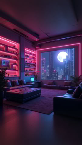 Futuristic Gaming Setup with Multiple Screens and RGB Lighting Mobile Preview