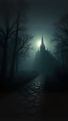 A Haunted House with Pumpkins and Full Moon Mobile Preview