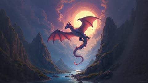 A Majestic Dragon Soaring Over a Mystical Kingdom Desktop Preview