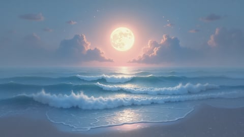 A Romantic Couple Embracing Under a Full Moon Desktop Preview