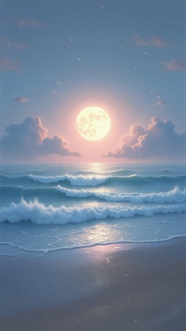 A Romantic Couple Embracing Under a Full Moon Mobile Preview