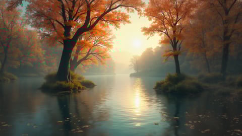 A Serene Autumn Landscape Desktop Preview