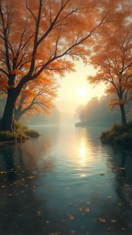 A Serene Autumn Landscape Mobile Preview