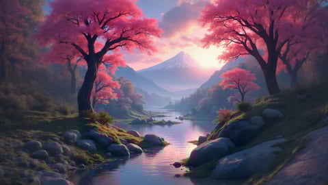 A Serene Landscape Featuring the Majestic Mount Fuji Desktop Preview