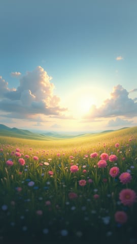 A Vast Field of Wildflowers and Green Grass Mobile Preview