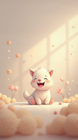 Adorable Puppies and Kittens in a Playful Scene Mobile Preview