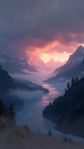 An Ethereal Landscape with Mount Everest Mobile Preview