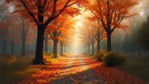 Autumn Forest with Colorful Foliage Desktop Preview