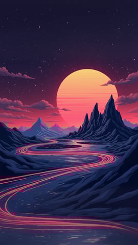 Futuristic Digital Landscape with Abstract Geometric Patterns Mobile Preview