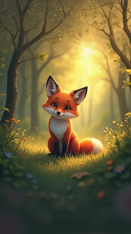 Red Fox in a Forest Setting Mobile Preview