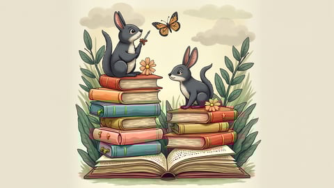 Squirrels and Books Drawing Desktop Preview