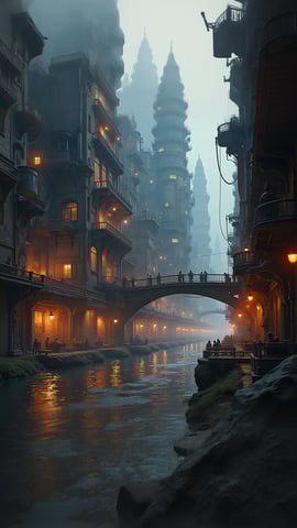 Steampunk Cityscape with Intricate Architecture Mobile Preview