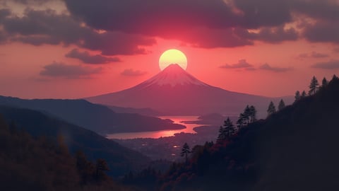 Sunset Over Mount Fuji Desktop Preview