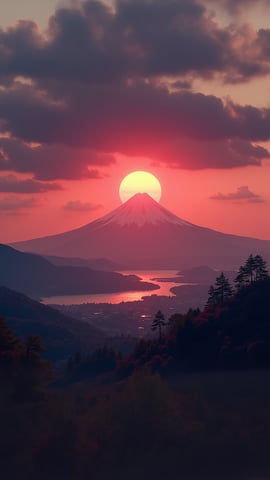 Sunset Over Mount Fuji Mobile Preview
