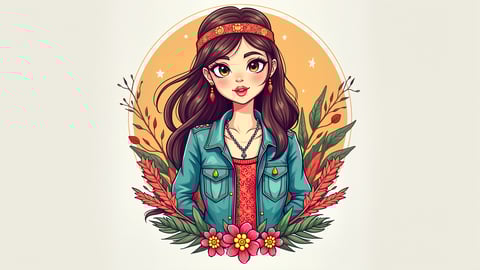 Woman Drawing with Colorful Stylized Branches Mobile Preview