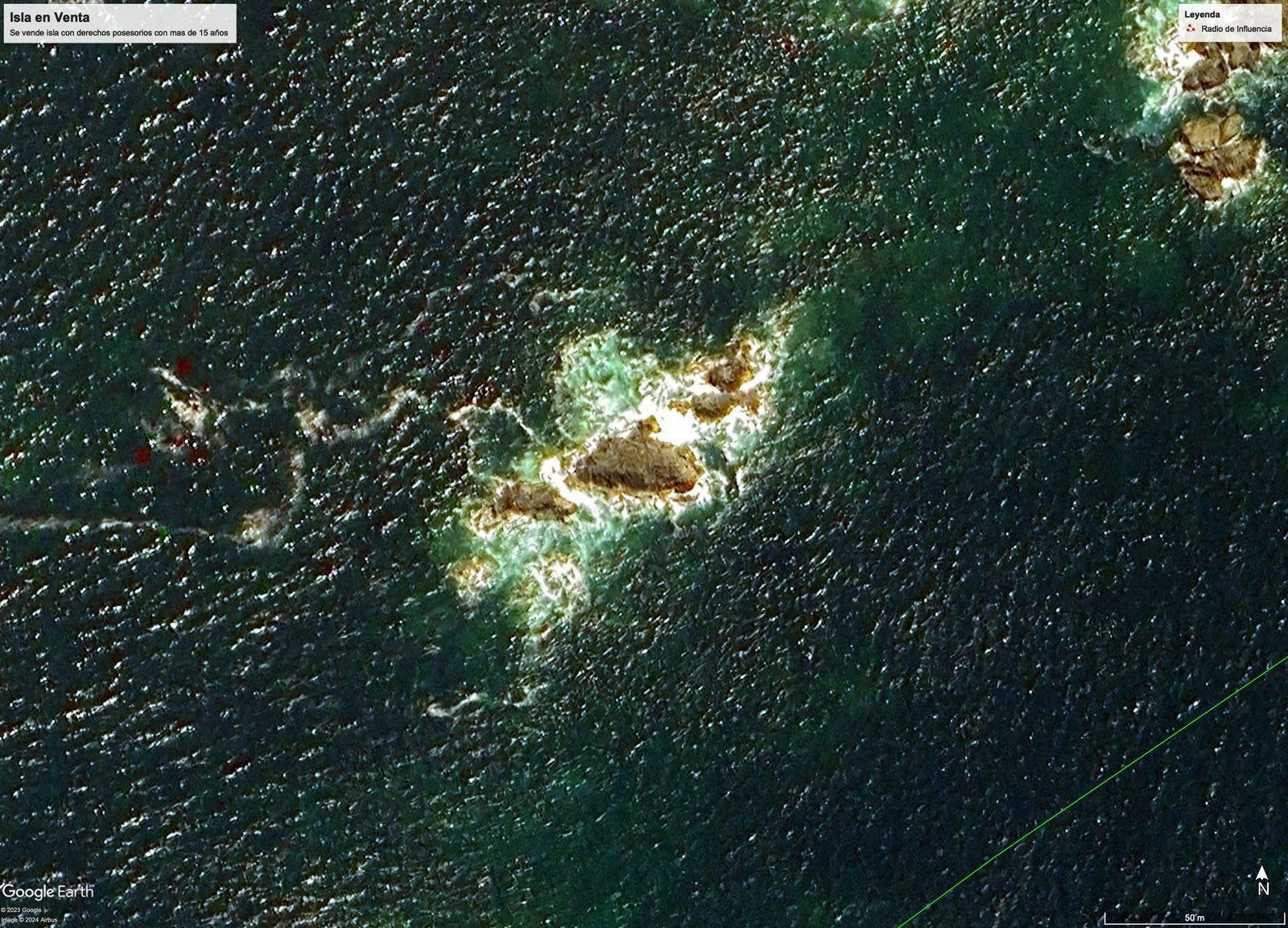 Isla de 10 hectáreas junto a Isla Cébaco — vista satelital