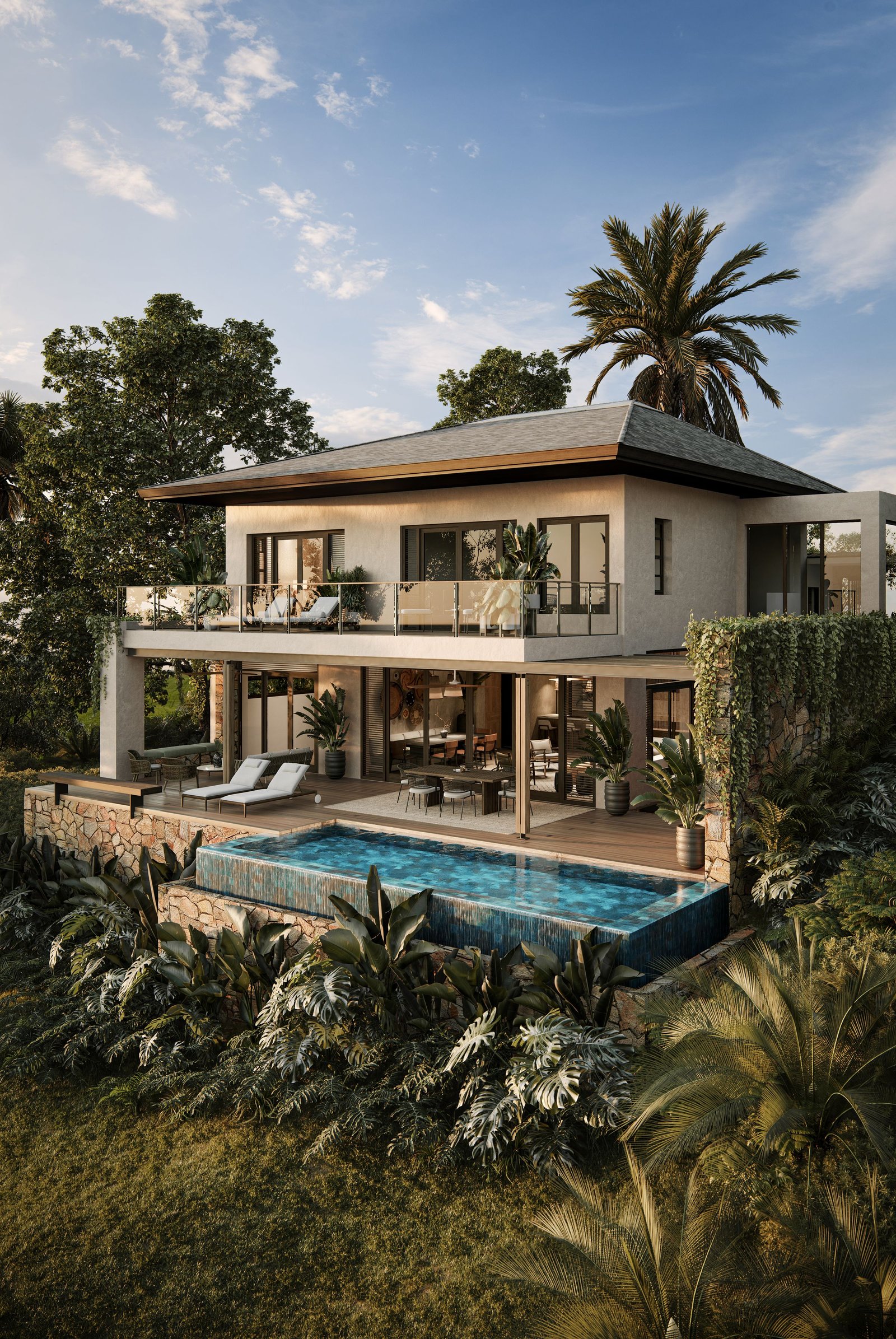 Trophy Bay — área social junto a la marina