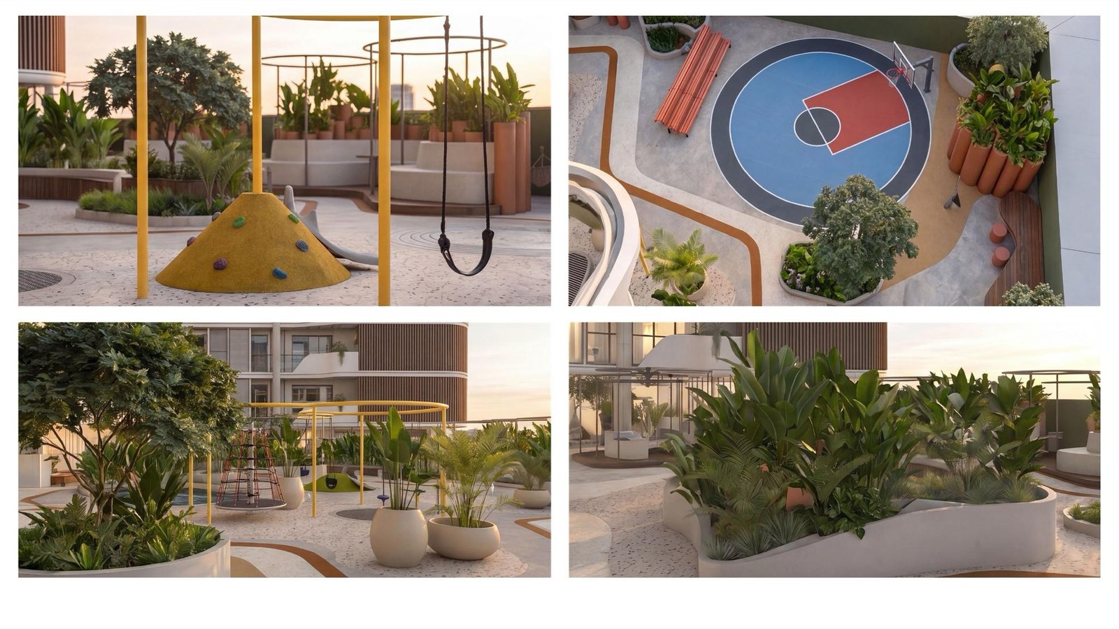 Área social con zona infantil y piscina