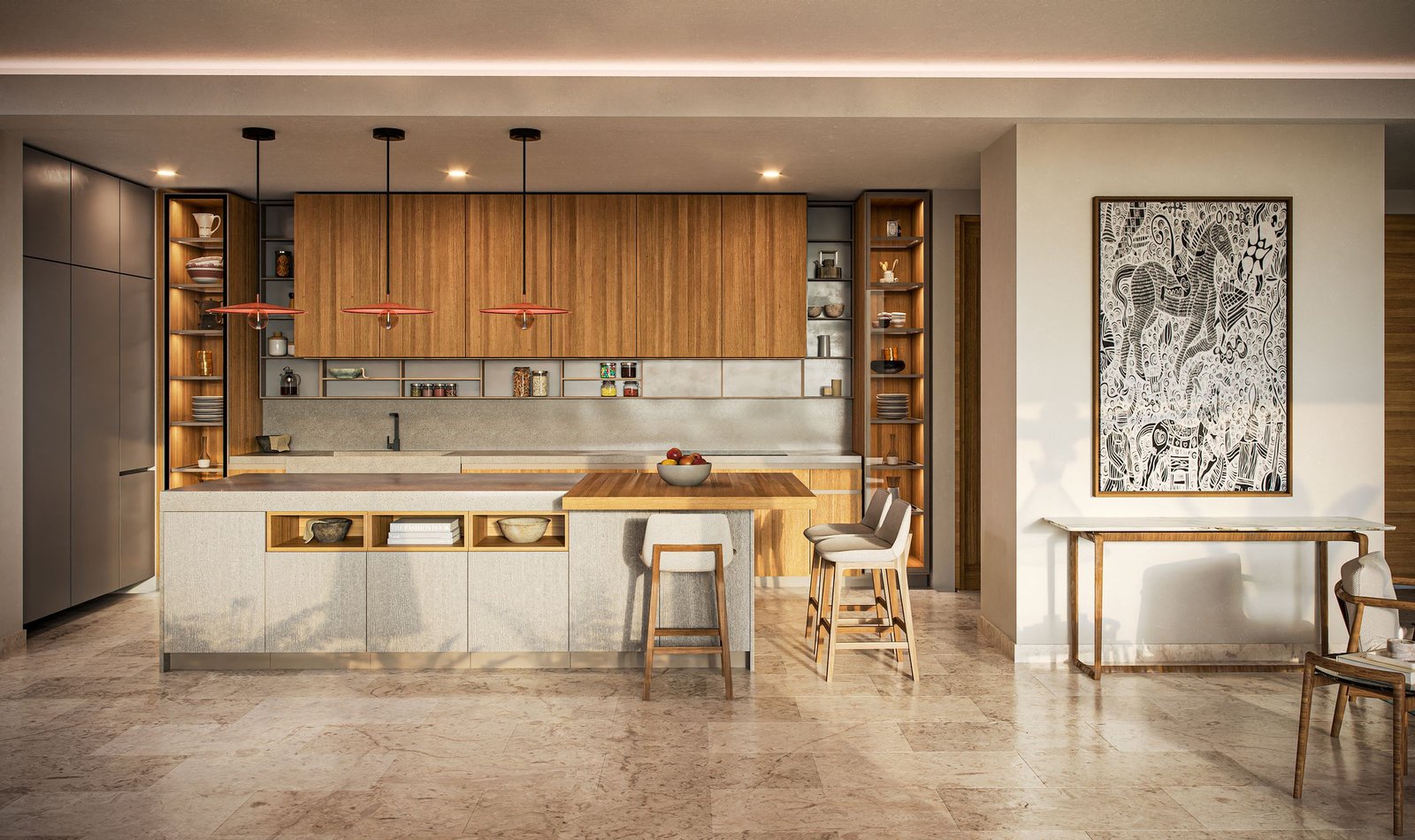 Alamar — cocina, apartamento modelo