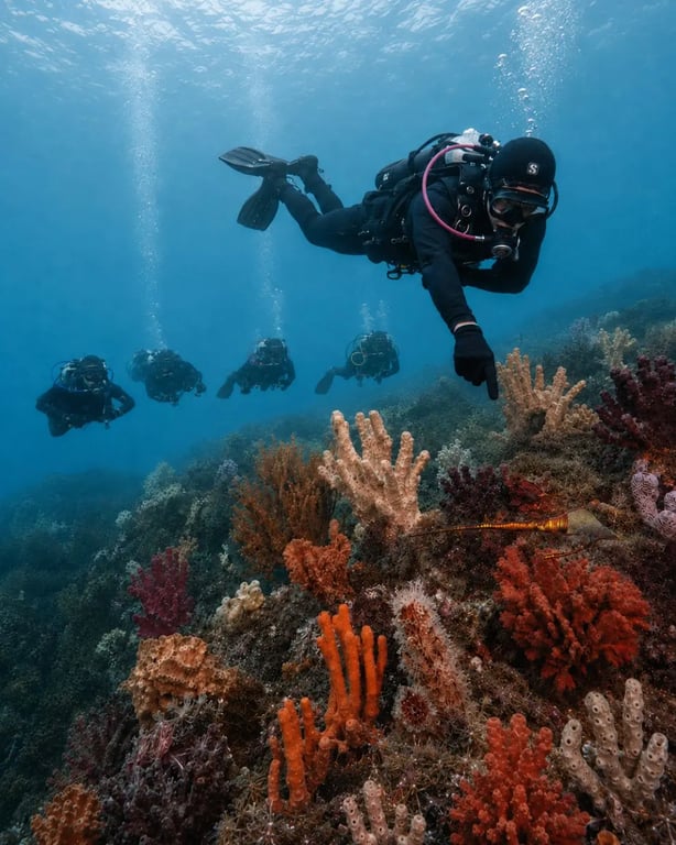 Abyss divers progressing together on a Sydney dive