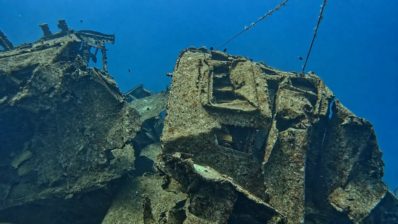 Broken superstructure of the MV Belama wreck near Moso Island, Vanuatu