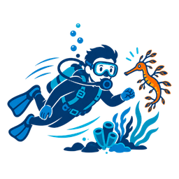 Motivating scuba diving marine life icon