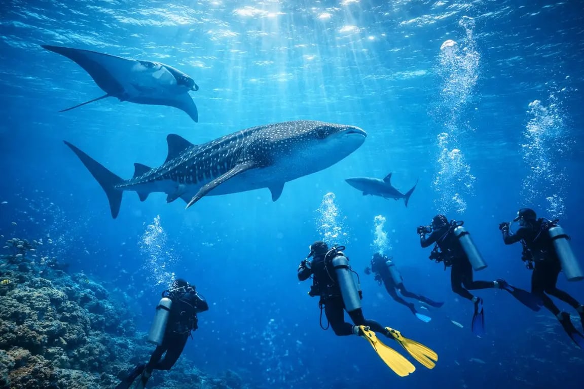 Whale shark diving in the Maldives