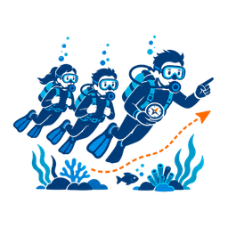 Guided scuba diving support icon