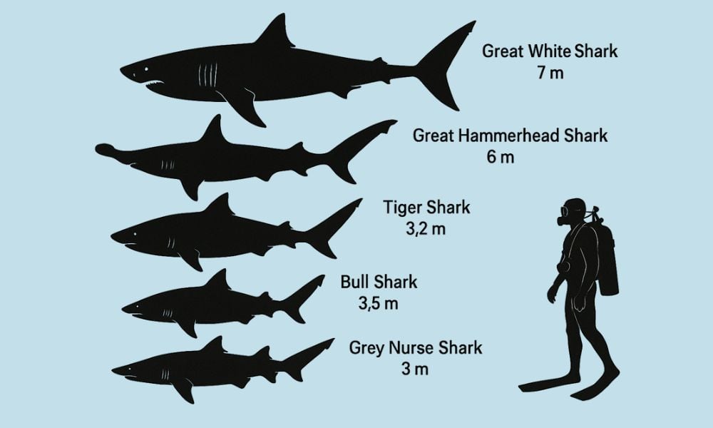 Common shark species encountered by divers.