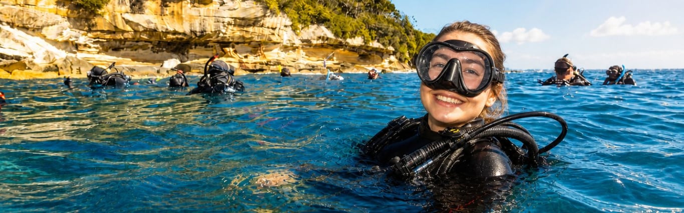 Diver exploring an underwater reef near Sydney
