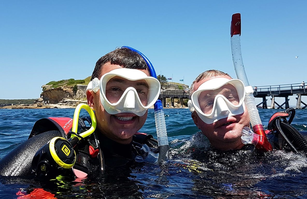 Beginner divers ready to explore the underwater world at Bare Island