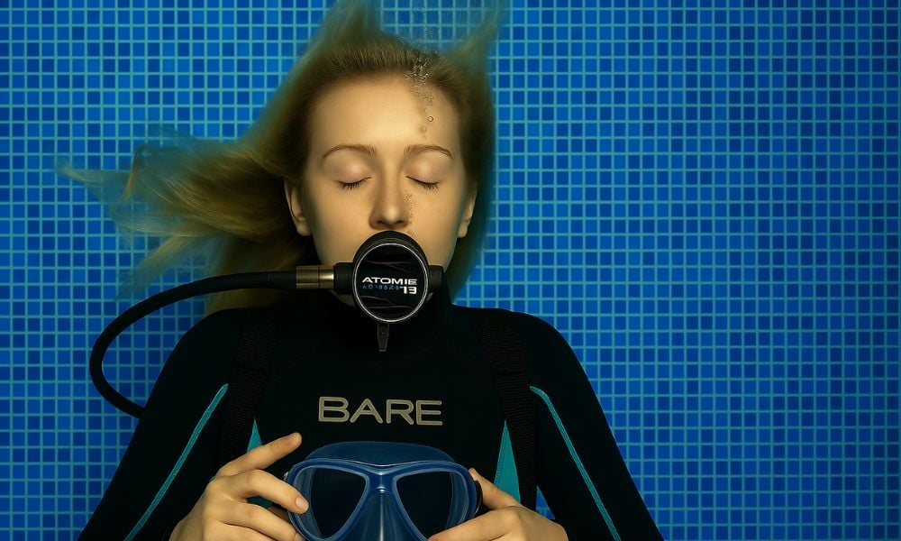 Diving skills include mask removal