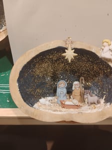 slim fit dress slacks Pine Wood Nativity Set Holy Family in Cotton Fabric Clothes 14" Resin  Nazareth Store