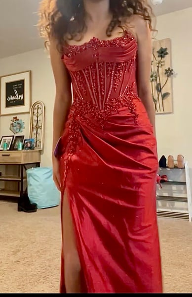 red dress refund (customized Can Not Be Refund) Red Ruffle Short Prom Dresses Sweetheart Neckline Illusion Corset Short Homecoming Dresses Ruffle Tulle Ball Gown