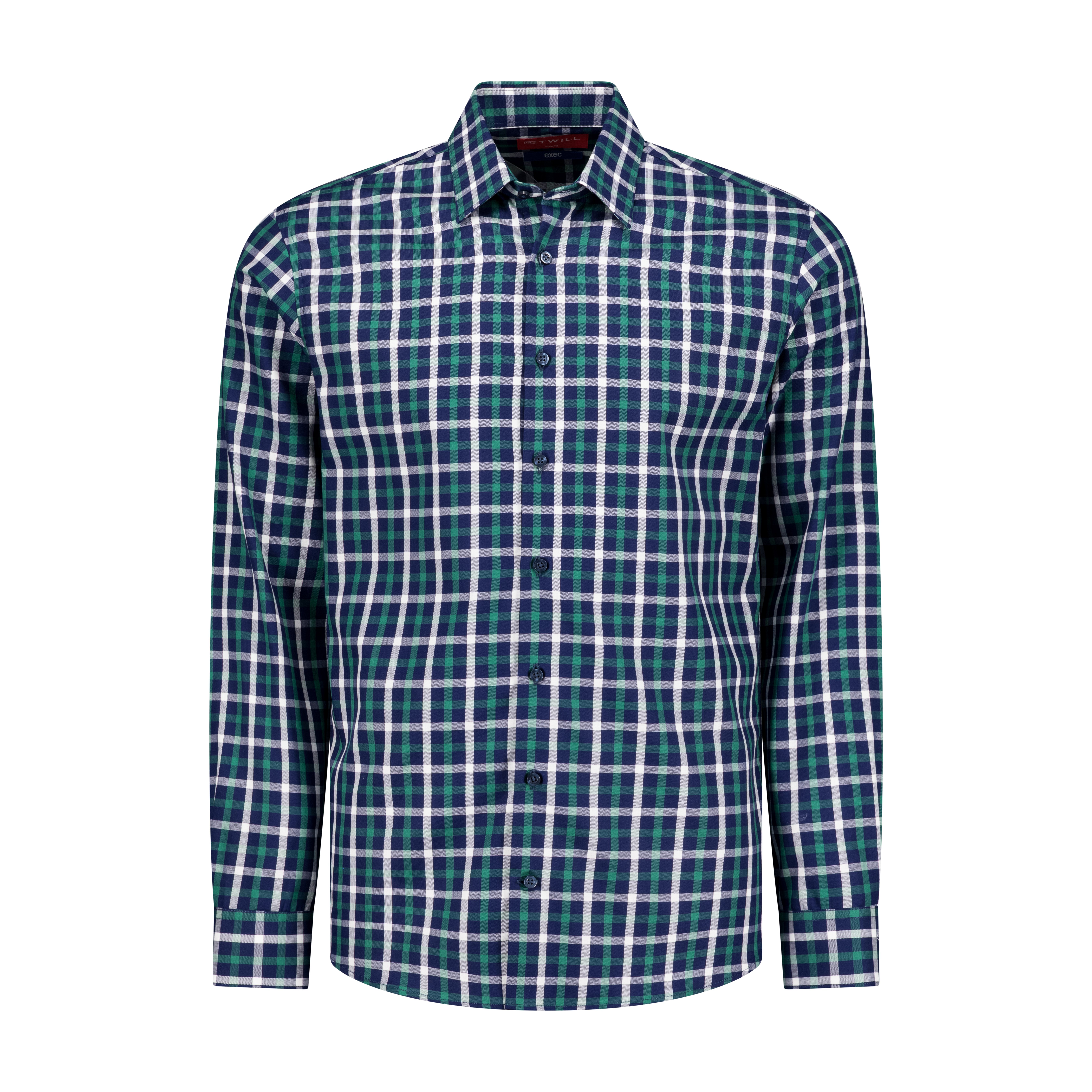 Executive Collection Green Tartan Check Cotton Dress Shirt | Slim Fit -  Twill