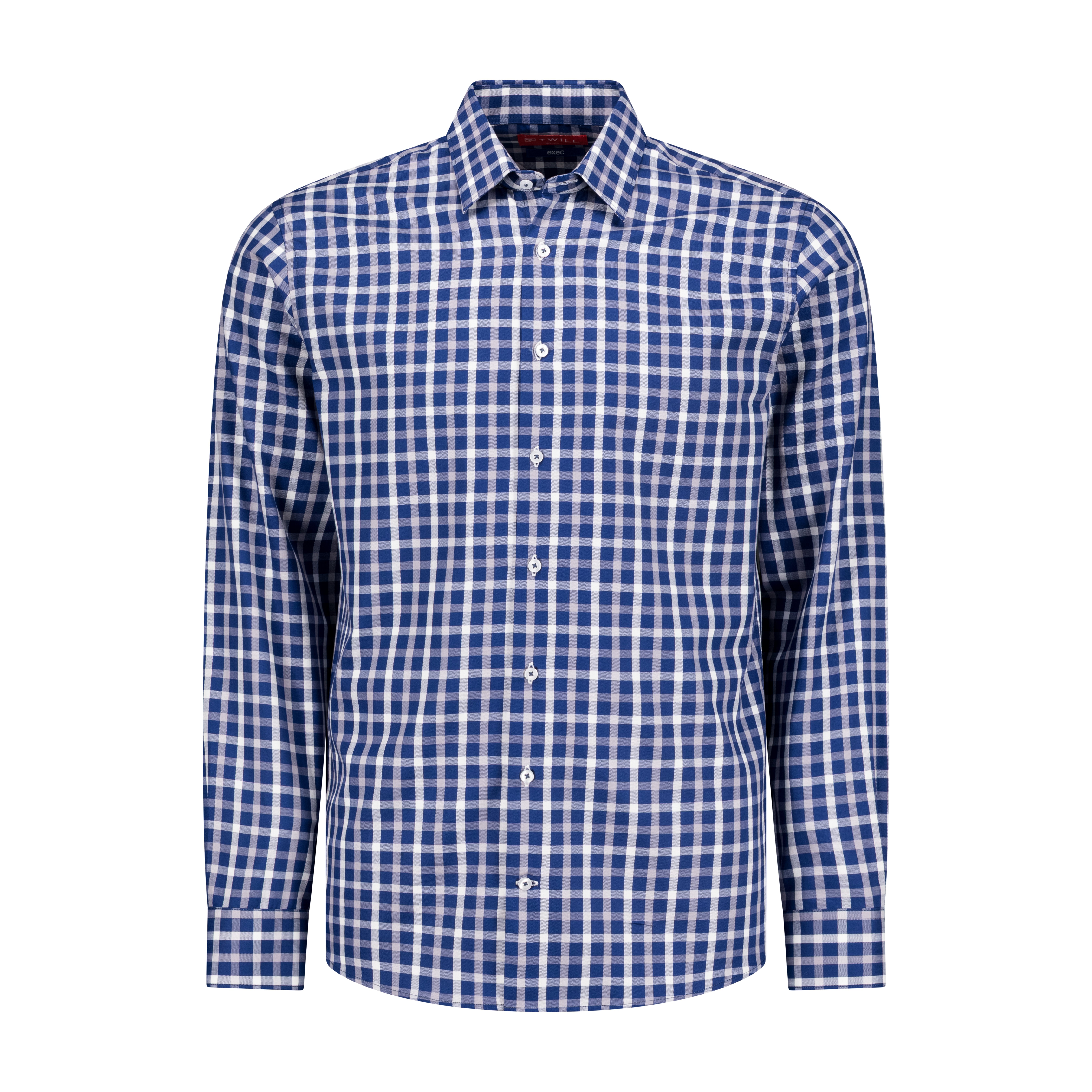Executive Collection Navy Tartan Check Cotton Dress Shirt | Slim Fit - Twill