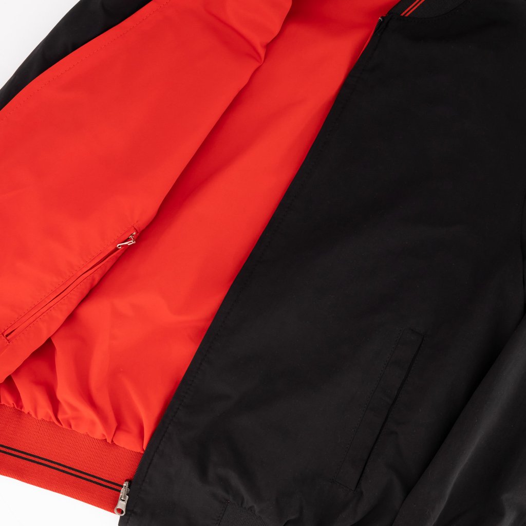 Black & Red Reversible Cotton Bomber Jacket | Tailored Fit