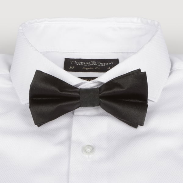 satin finish black silk bowties