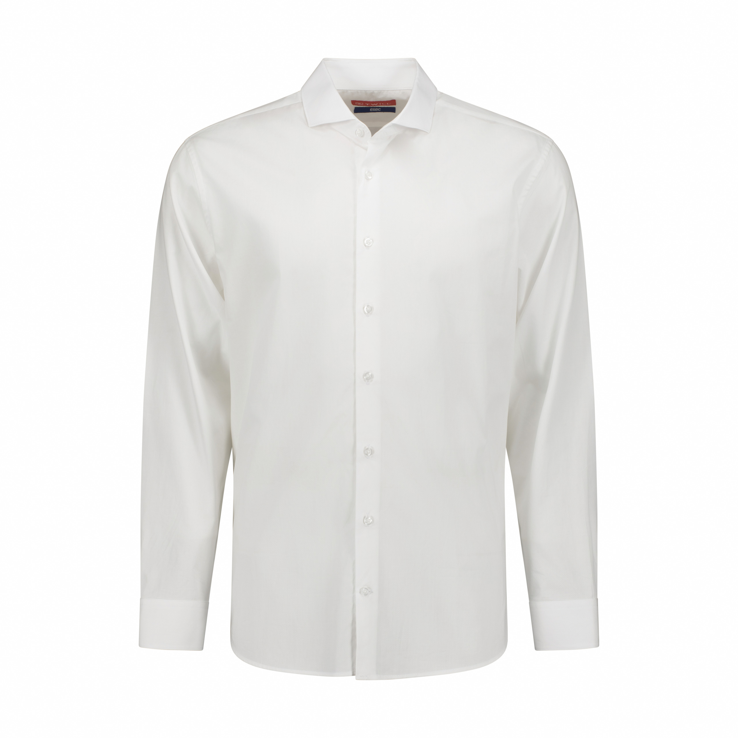 Exec Range White Twill Dress Shirt w Full Cutaway Collar | Slim