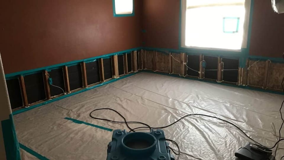 Water-damage restoration containment and structural drying work by Gentlemen’s Restoration