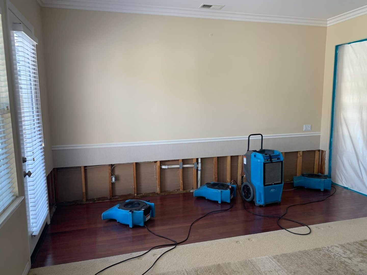 Professional drying equipment at a North Georgia water-damage project