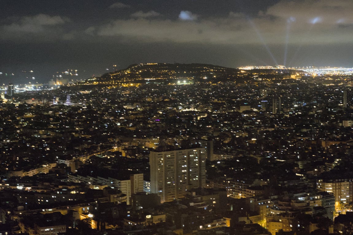 The view of Barcelona from the bunker after sunset
