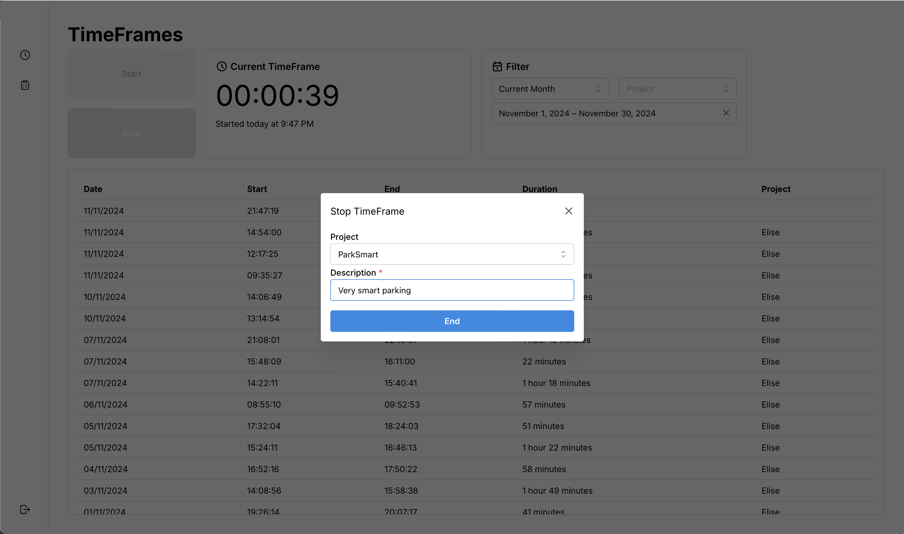 Stopping a TimeFrame