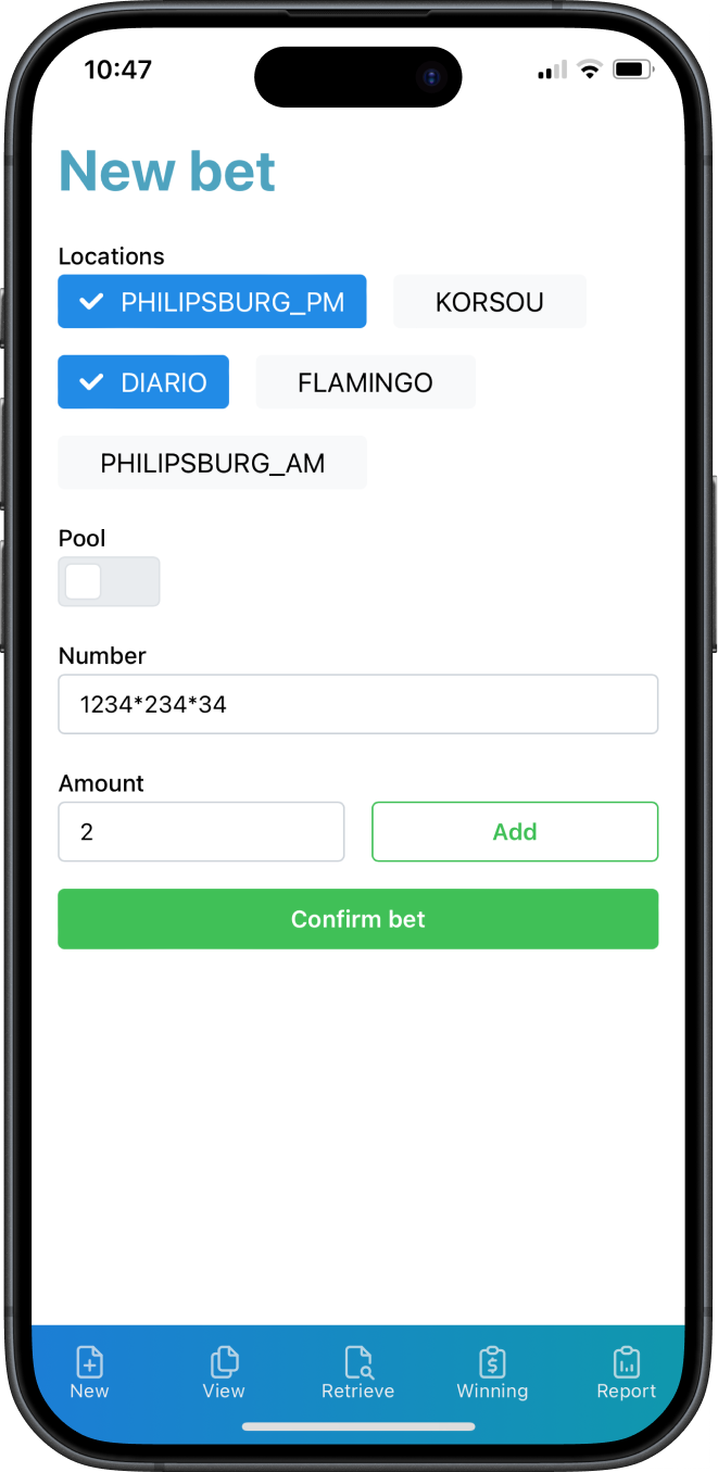 Adding a sold bet to the app
