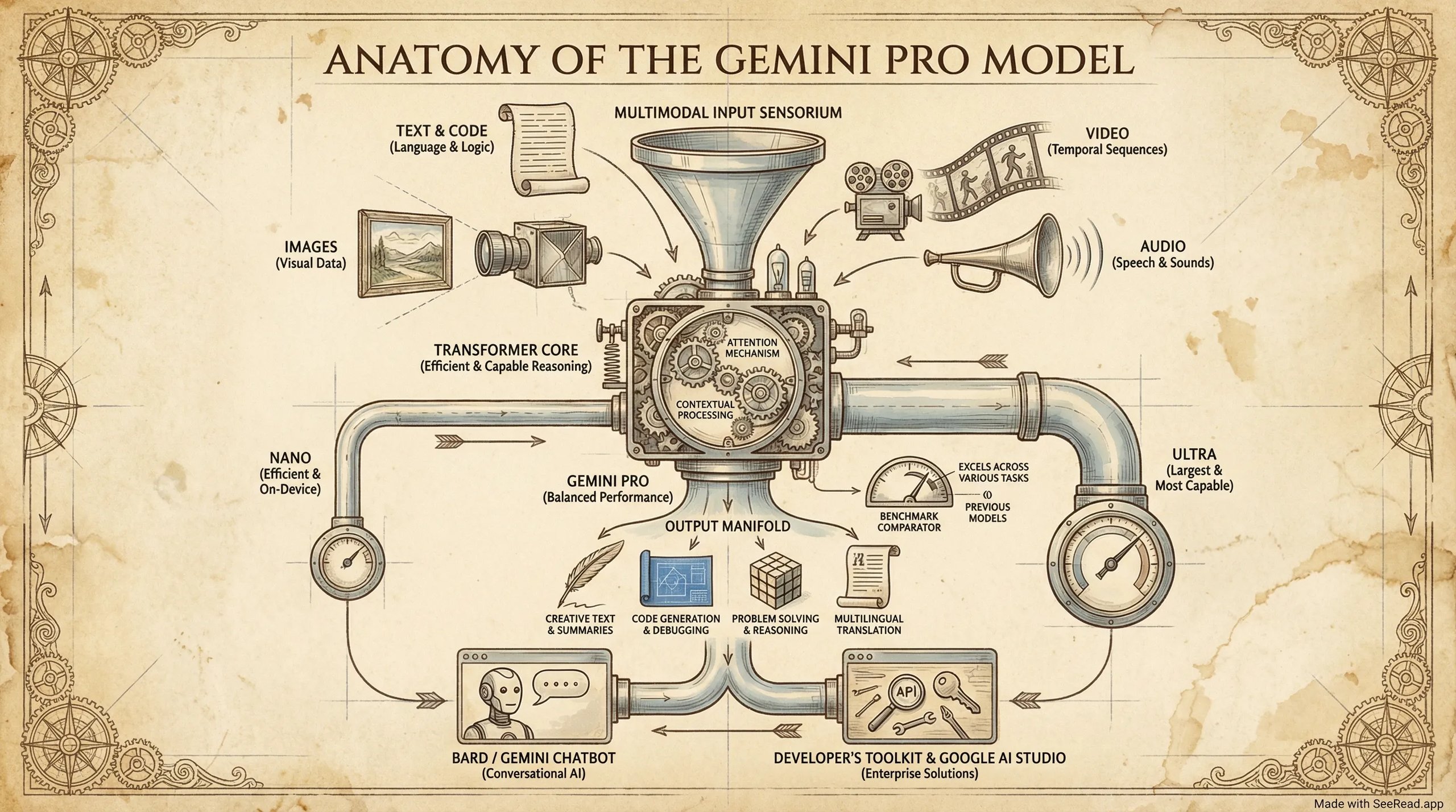 Vintage technical diagram infographic