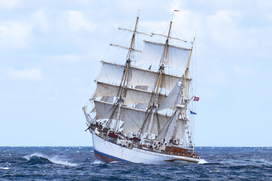 挪威古老帆船Statsraad Lehmkuhl抵达温哥华