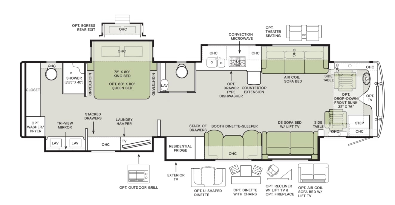 2017 Tiffin Phaeton 40 IH - Floor plan