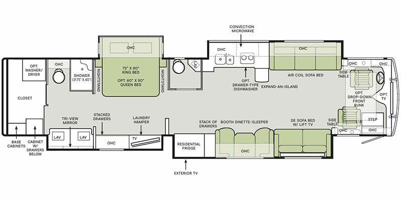 2019 Tiffin Phaeton 44 OH - Floor plan